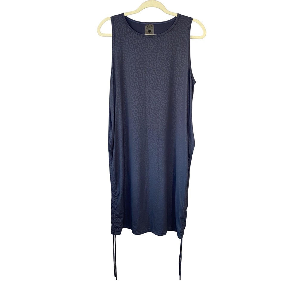 CVG Constantly Varied Gear Womens M/L Blue Leopard Print Cinch Side Pocket Dress